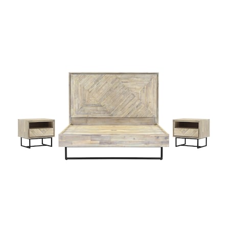 Armen Living Peridot 3 Piece King Bedroom Set in Natural Acacia Wood SETPEBDKG3A